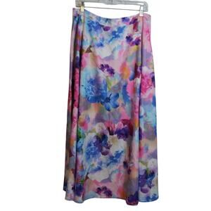 Chadwicks Vibrant Floral Dramatic Sweep Maxi Skirt Spring Fairy Size 16
